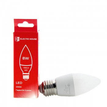 Світлодіодна лампа LED лампа свіча E27  8 Вт  4100К Electro House EH-LMP-1254 