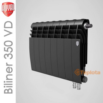  Радіатор біметалевий Royal Thermo Biliner 350 VD Noir Sable (чорний) 10 секцій з нижнім підключенням 