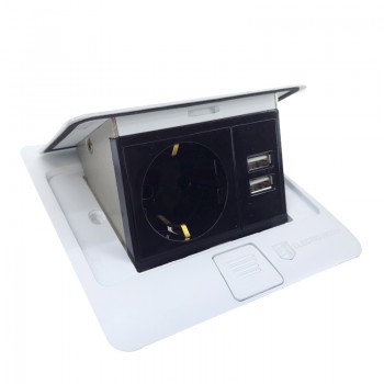  Розетка для підлоги врізна  Білий 16 А  + 2 USB 2,1 А IP44 Electro House EH-F009 