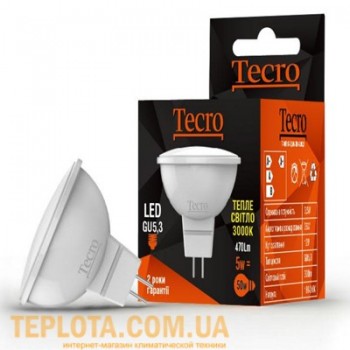 Світлодіодна лампа Tecro LED MR16 5W 3000K GU5.3 (T-MR16-5W-3K-GU5,3) 