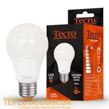 Світлодіодна лампа Tecro LED A60 7W E27 4000K (T-A60-7W-4K-E27) 