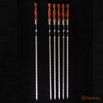 Шампур 610 (360) х 12 х 3 мм, плоский з дерев'яною ручкою Преміум (ціна за 1 шт.) 