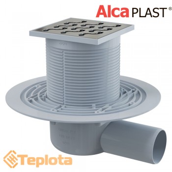  Alcaplast Зливний трап APV102 105х105/50 мм, решітка з нержавіючої сталі, мокрий гідрозатвор 