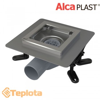  Alcaplast Зливний трап APV120 з нержавіючої сталі 130×130мм, без решітки, низький сифон з мокрим гідрозатвором 