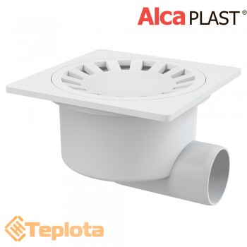  Alcaplast Зливний трап APV15 150х150/50 мм, білий, решітка з пластику, мокрий гідрозатвор 