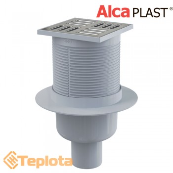  Alcaplast Зливний трап APV2 105х105/50 мм, решітка з нержавіючої сталі, мокрий гідрозатвор 