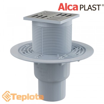  Alcaplast Зливний трап APV201 105х105/50/75 мм, решітка з нержавіючої сталі, мокрий гідрозатвор 