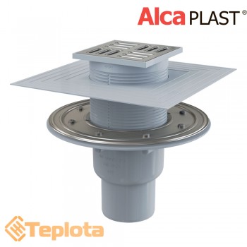  Alcaplast Зливний трап APV2324 105х105/50/74 мм, решітка з нержавіючої сталі, комбінований гідрозатвор 