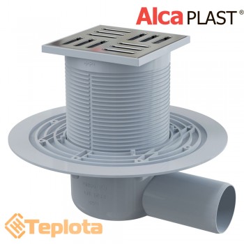  Alcaplast Зливний трап APV101 105х105/50 мм, решітка з нержавіючої сталі, мокрий гідрозатвор 