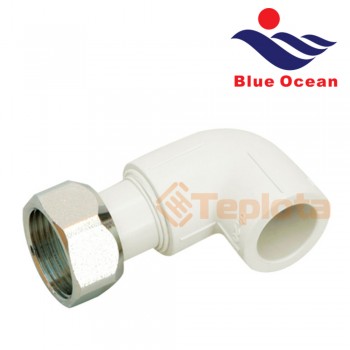  BLUE OCEAN Куток (коліно) 90гр. із PPR з з'єднувальною накидною гайкою з внутрішньою різьбою 20x3/4