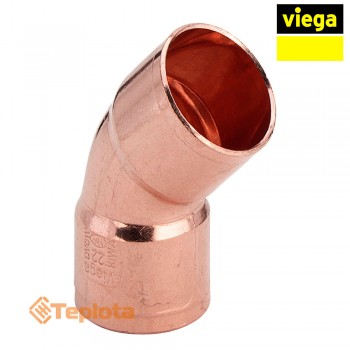  Viega Коліно 45гр під пайку 22 (відвід 45 дворозтрубний Cu мідь, Viega 95041), арт. 100704 