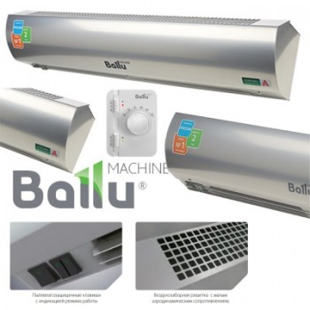  Тепловая электрическая воздушная завеса BALLU BHC-L15-S09-М (BRC-E) (9кВт, 380В, высота 2,5м, ширина 1,5 м, цвет - metallic, пульт) 
