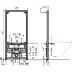  Alcaplast Монтажна рама для біде 510x100x1120 (A105/1120) 