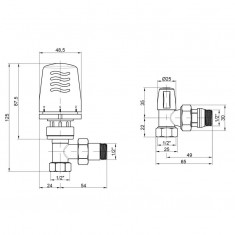  ICMA Комплект кранів з антипротіканням з термоголовкою радіаторний кутовий 1/2'' KIT G 1100+774-940+805-940 
