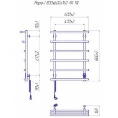  Сушарка для рушників (рушникосушарка) електрична Mario Маріо-І 800х630/160 TR K 