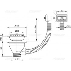  Alcaplast Водозлив сифона для мийки 6/4