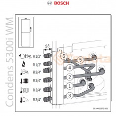  Bosch CS 10 Комплект для горизонтального підключення (ліворуч/праворуч) до котла BOSCH GC5300i WM, арт. 7738112112 