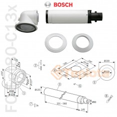  Bosch FC-Set80-C13x Основний комплект 8C13x (горизонтальний), DN80/125 (телескопічний), арт. 7738112576, 7719003673 