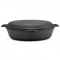  Brizoll M3060U-2 Сковорода чавунна 30 см з чавунною кришкою-сковородою 