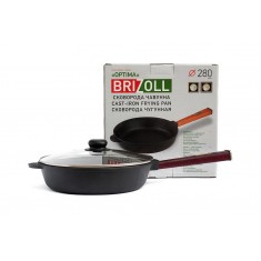  Brizoll O2860-P2-C Сковорода чавунна з кришкою Optima-Bordo 280 х 60 мм 