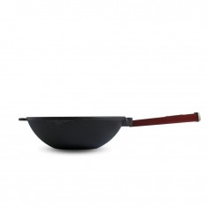  Brizoll W24HP2-6 Сковорода чавунна з дерев`яною ручкою Бордо та скляною кришкою WOK 2,2 л 