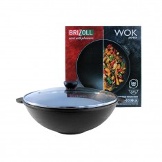  Brizoll W28-6 Чавунна сковорода WOK з кришкою 3,7 л 