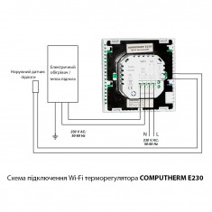  Computherm E230 - Wi-Fi терморегулятор для теплої підлоги з дротовим датчиком температури 