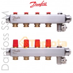  Danfoss SSM-4 Колектор теплої підлоги без витратомірів, 4 контура (088U0804) нержавіюча сталь 