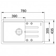  Franke Мийка кухонна Malta, фраграніт, прямокутник, з крилом, 780х435х200мм, чаша - 1, накладна, BSG 611-78, онікс 