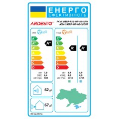  ARDESTO Кондиціонер ACM-24ERP-R32-WF-AG-S, 70 м2, ERP інвертор, A++/A+, до -20°С, Wi-Fi, R32, білий 