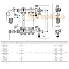  Giacomini R557Y007 Колектор теплої підлоги 7 контурів (змішуючий вузел, без витратомірів) 