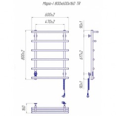 Сушарка для рушників (рушникосушарка) електрична Mario Маріо-І 800х630/160 TR K 