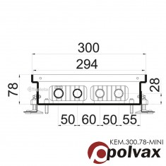  Внутрішньопідлоговий конвектор Polvax KEM.300.2500.78 (міні) 