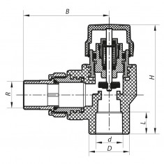  Кран термостатичний кутовий PPR 25x3/4 Koer K0150.PRO (KP0190) 