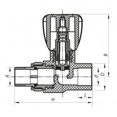  Вентиль радіаторний прямий PPR 25x3/4 (Koer K0166.PRO) (KP0214) 