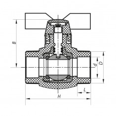  Кран кульовий PPR КШ Koer (метелик) для гарячої води 25 (Koer K0182.PRO) (KP0235) 