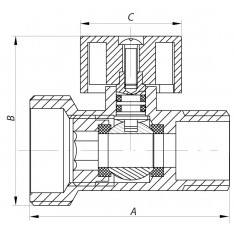  Кран триходовий 1/2Mx3/4Mx1/2F Koer KR.515 (KR0103) 