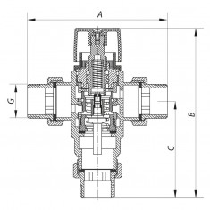  Клапан змішувальний термостатичний триходовий 1'' (з накидн. гайками) Koer KR.1258 (KR2817) 