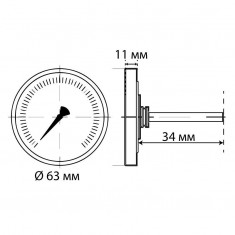  Термометр аксіальний з гільзою занурювальної Koer KT.671A D=63мм 1/2'' (KR2899) 