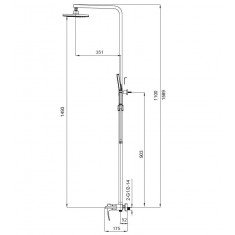  Душова колона із змішувачем водоспад Koer KB-58007-01 (Колір хром) (KR3462) 