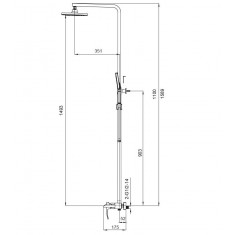  Душова колона із змішувачем водоспад Koer KB-58007-05 (Колір чорний) (KR3463) 