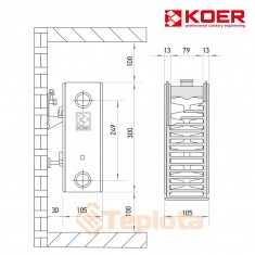  Радіатор сталевий Koer 22x300x1800S (2297 Вт, 29,9кг, бічне підкл.), арт. RAD080 