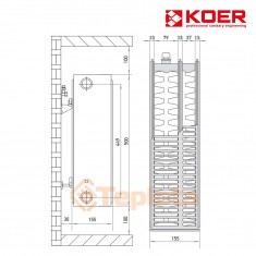  Радіатор сталевий Koer 33x500x600S (1664 Вт, 26,69 кг, бічне підкл.), арт. RAD118 