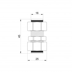  Муфта латун. нікелірована д/металопласт. труб 16х16 SD152W1616 SD Plus 