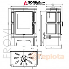  Кахельна камінна піч Nordflam Frovi Green 5 кВт 