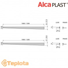  Alcaplast Рейка APZ902M/1000 з нержавіючої сталі для підлоги з ухилом у душових, висота борту 12 мм, права 