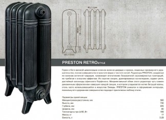 Чавунний дизайнерський радіатор RETROstyle Preston 560 (підлоговий) 