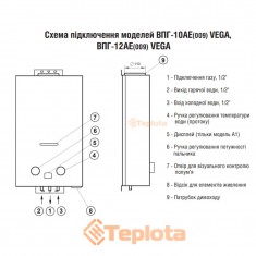  Газова колонка Rocterm Pro ВПГ 10-АЕ 009 (посилений мідний теплообмінник) 