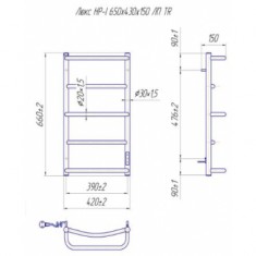  Сушарка для рушників (рушникосушарка) електрична Mario Люкс НР-I 650х430/150 TR K 