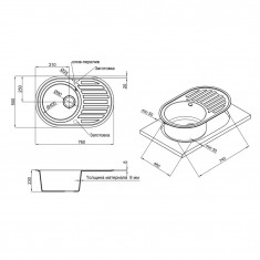  Кухонна мийка Lidz 780x500/200 COL-06 (LIDZCOL06780500200) 